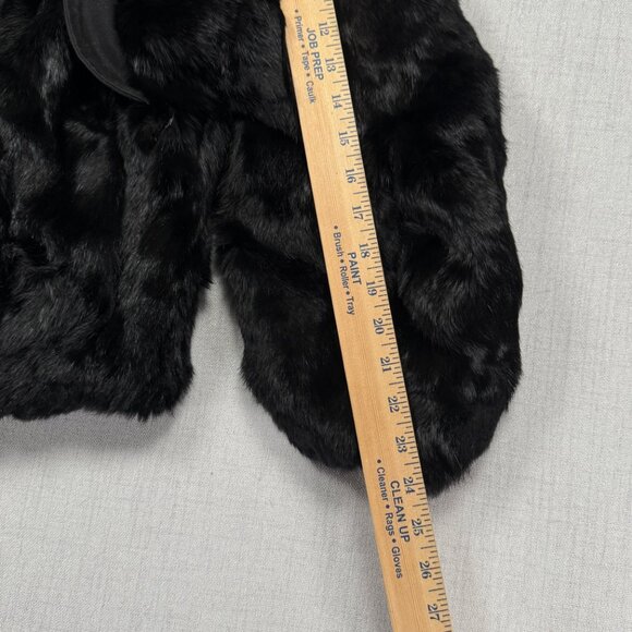 Vintage Faux Fur Jacket Grommet Accent Black Made in Hong Kong Lined Size M - Picture 11 of 12